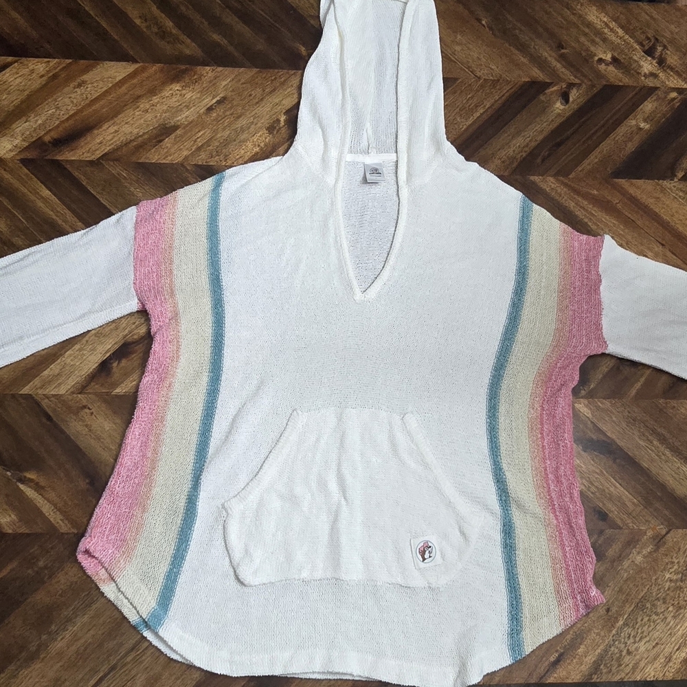 Buc-ee's Baja Striped Hoodie Women's Sz L Swim Cover Up